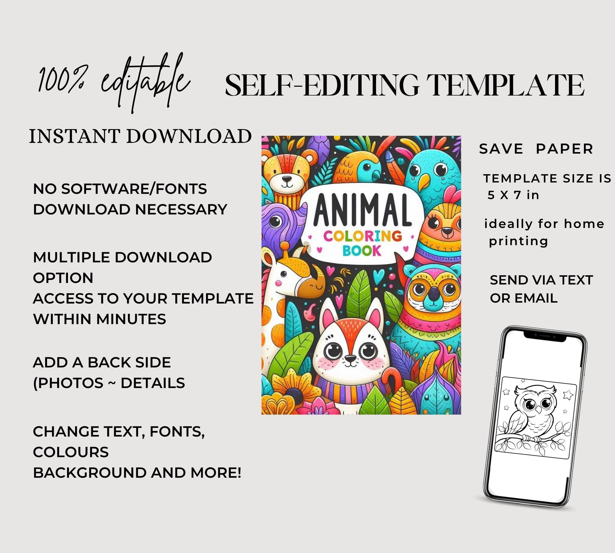 Animal Coloring Book: 30+ Printable Pages for Kids (PDF Download)