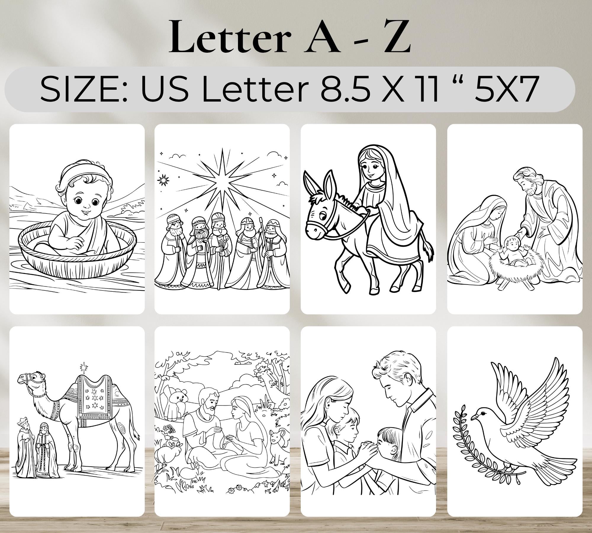 40 Bible Coloring Pages / Bible Coloring Book / Christian Coloring Book / christian printable / sunday school / digital download