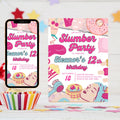 Girls Sleepover Birthday Invitation: Editable Slumber Party Invite (Digital Download)