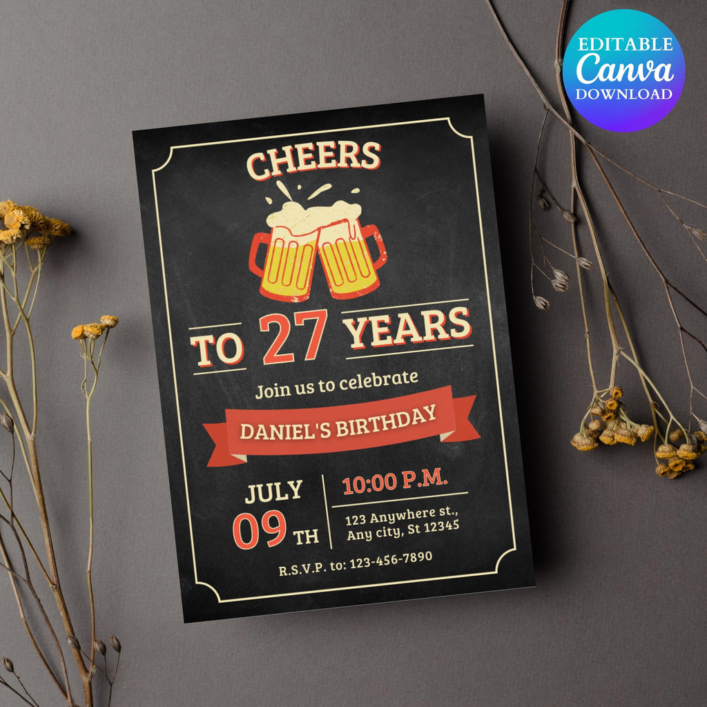 Beer Surprise Birthday Party Invitation: Editable DIY Printable (Digital Download)