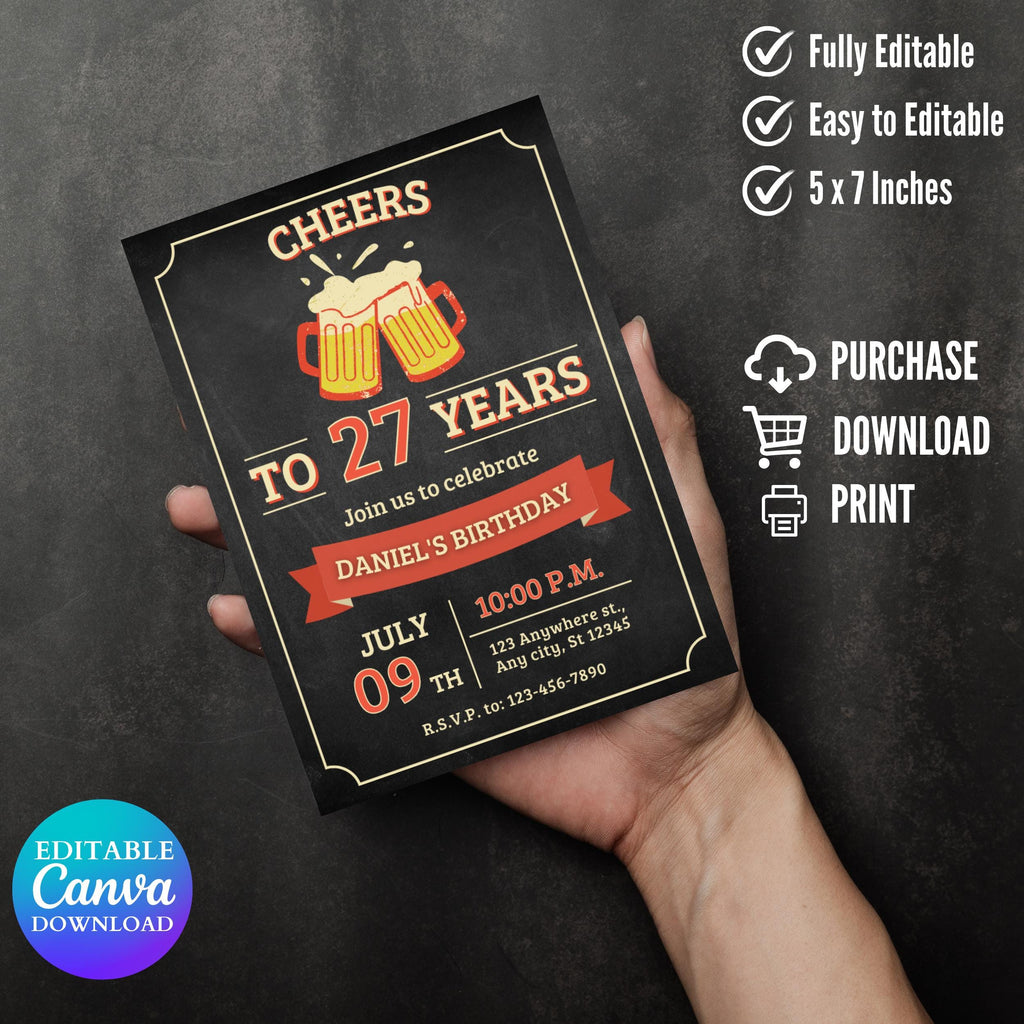 Beer Surprise Birthday Party Invitation: Editable DIY Printable (Digital Download)