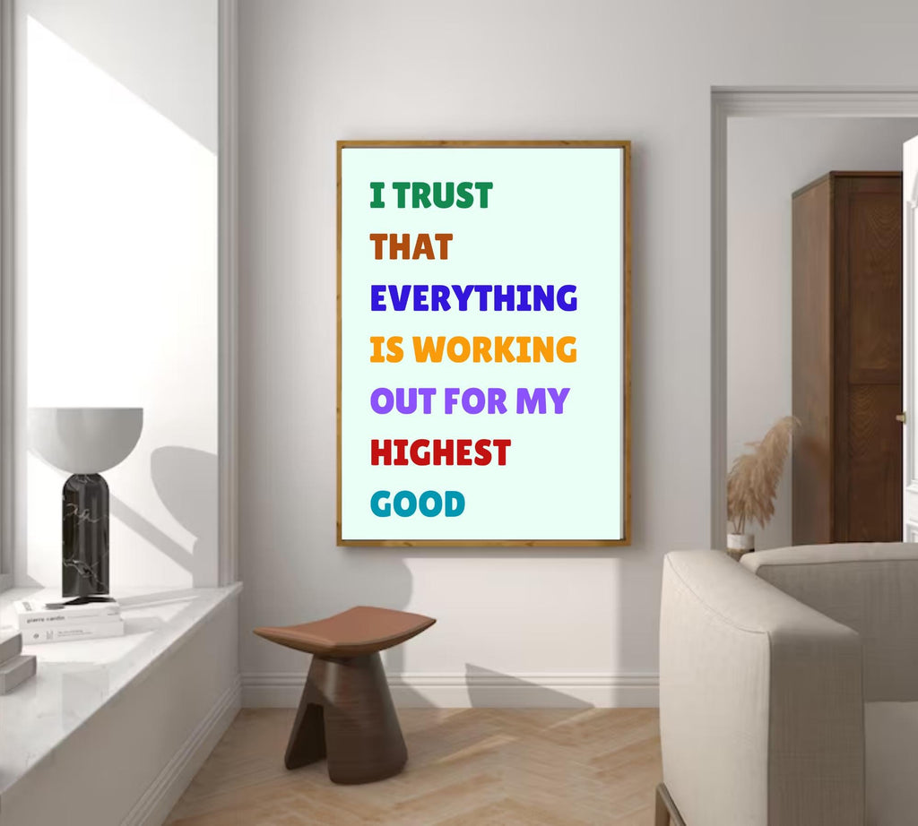 Daily Affirmations Print: Retro Black Beige Motivational Poster (Digital Download