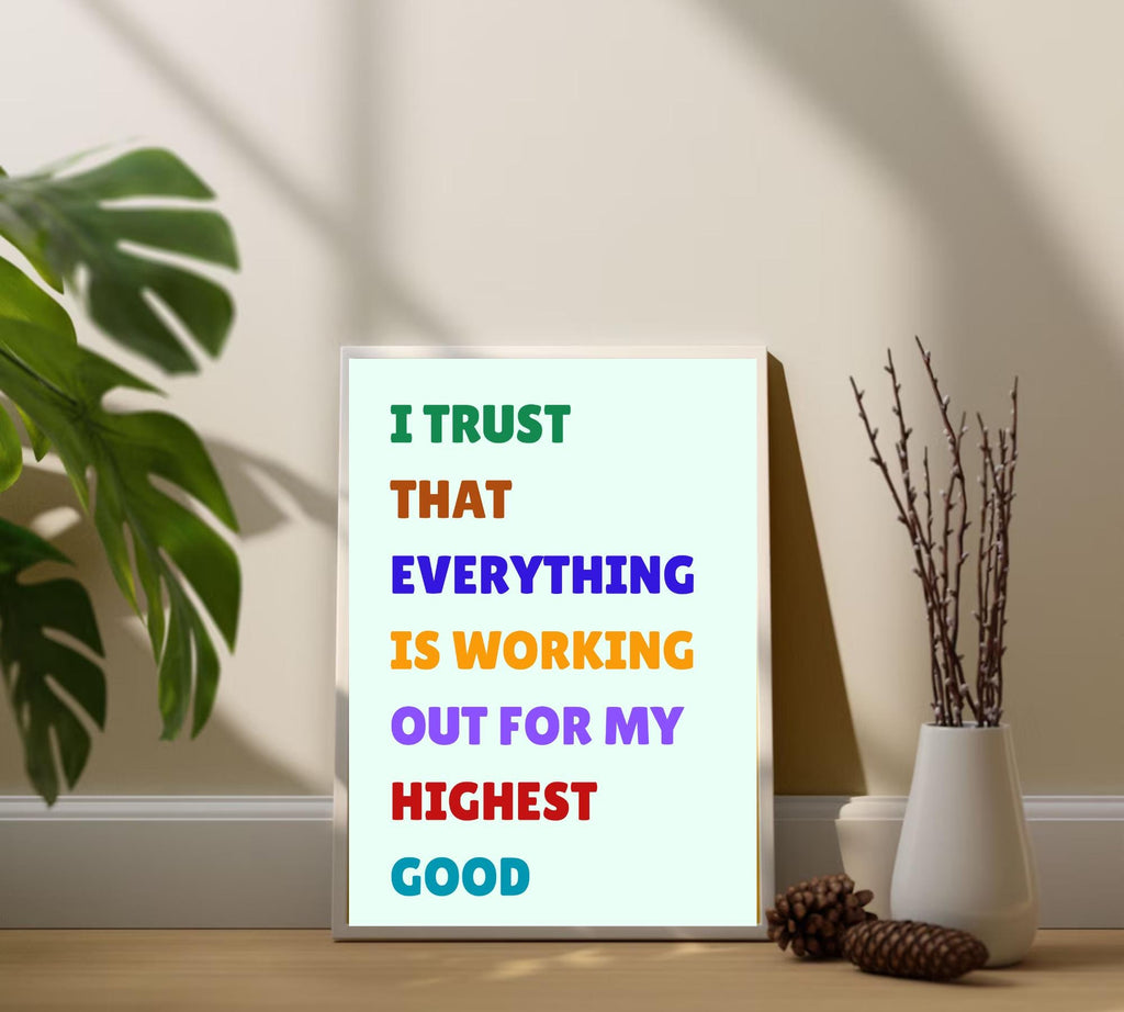 Daily Affirmations Print: Retro Black Beige Motivational Poster (Digital Download
