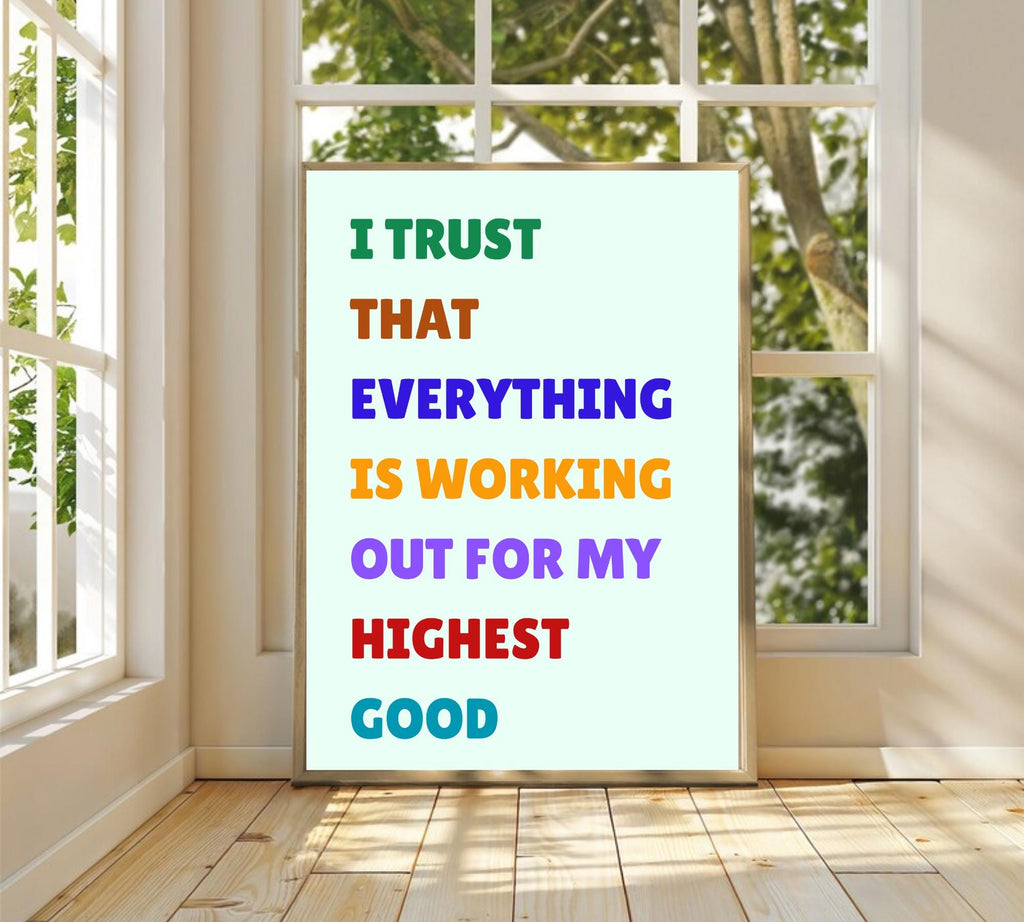 Daily Affirmations Print: Retro Black Beige Motivational Poster (Digital Download