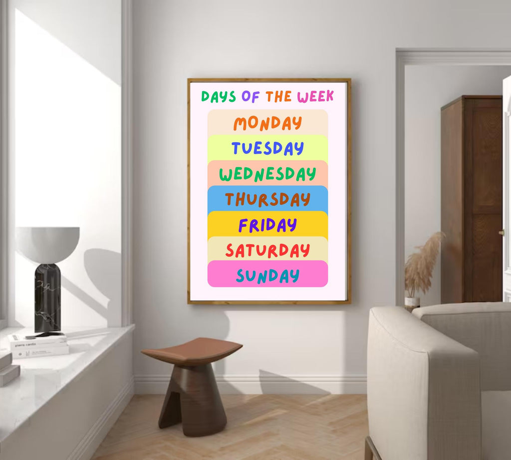 Weekly Planner Wall Art: Minimalist Home Office Decor (Digital Download)