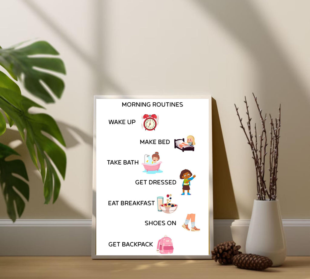 Morning Routine Chart: Daily Motivation Printable Wall Art (Digital Download