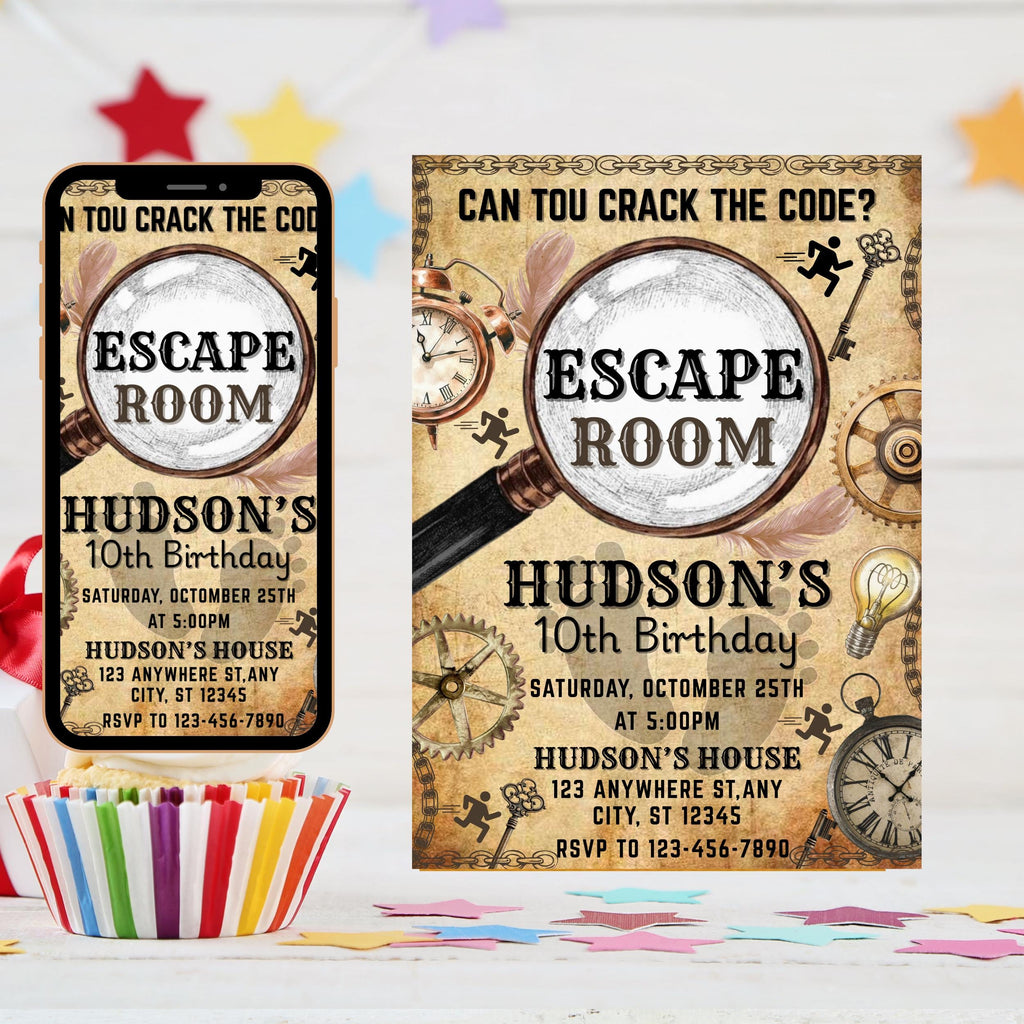 Escape Room Birthday Invitation: Teen Mystery Party (Digital Invitation)