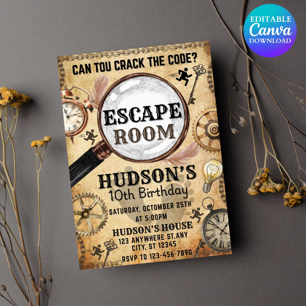Escape Room Birthday Invitation: Teen Mystery Party (Digital Invitation)