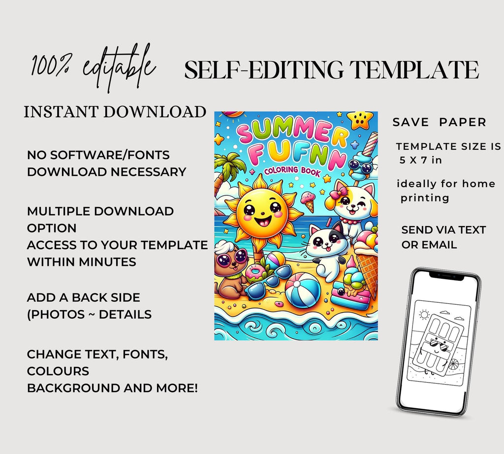 Summer Fun Coloring Book: 30+ Printable Kids Activities (PDF Download