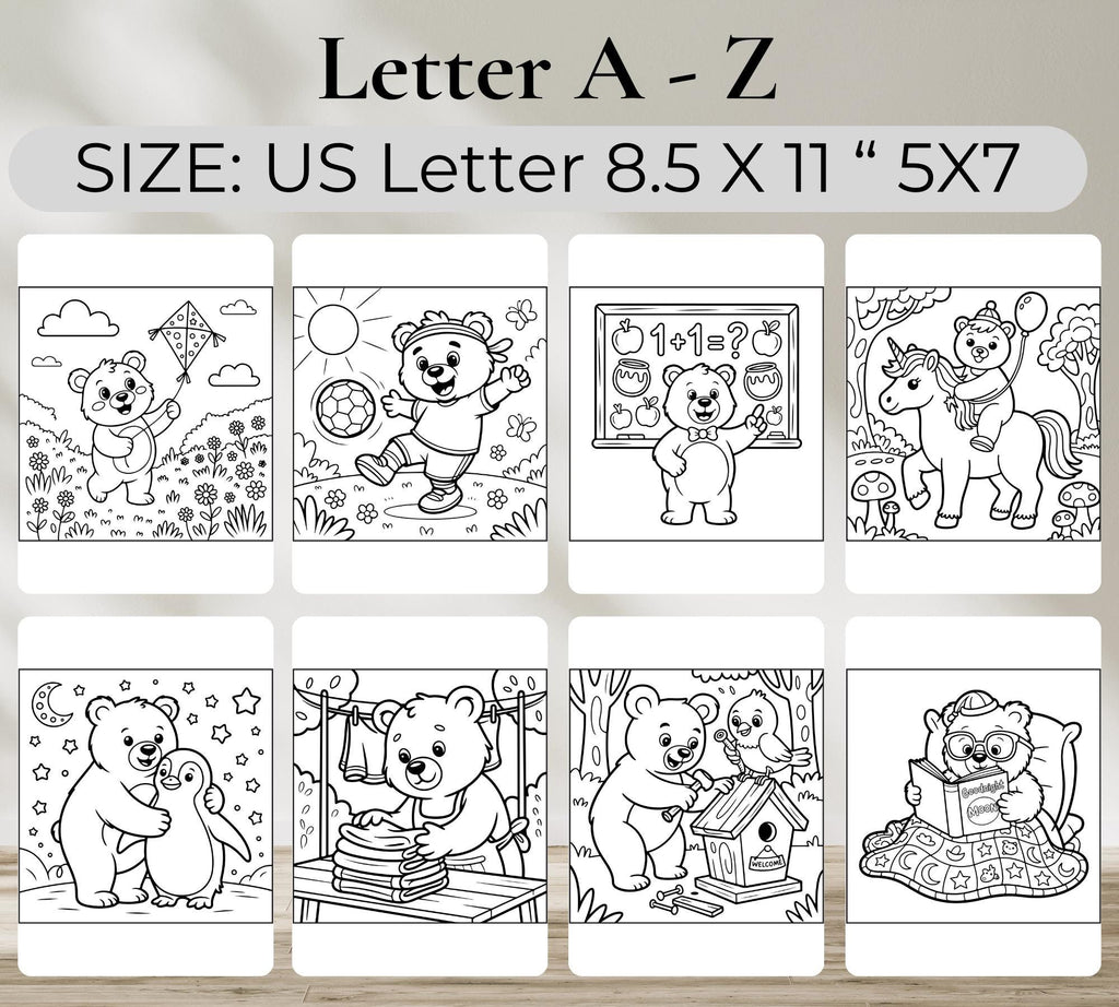 Black Bear Coloring Book: 25+ Printable Pages for Kids (PDF + PNG Instant Download)
