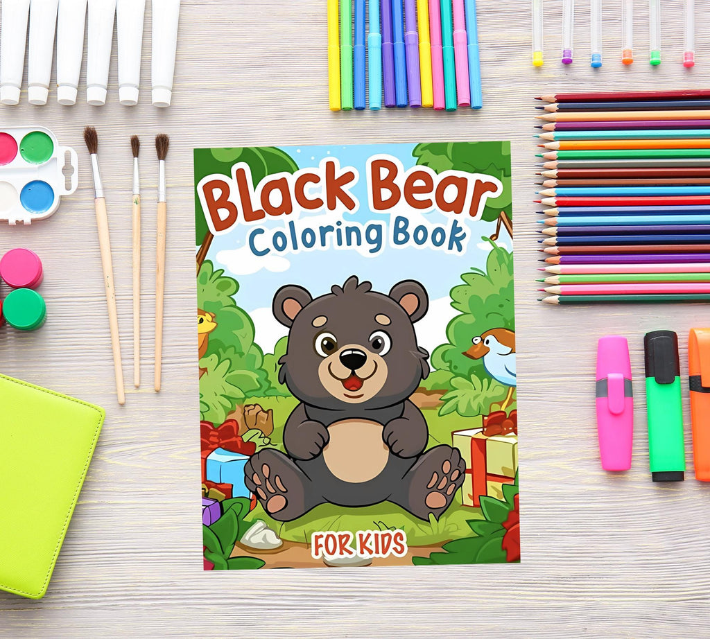 Black Bear Coloring Book: 25+ Printable Pages for Kids (PDF + PNG Instant Download)