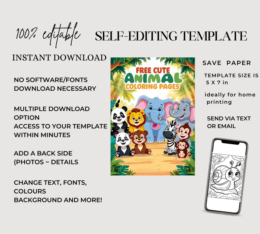 Cute Baby Animal Coloring Book, Adult & Kids, Animal Coloring Book, Baby Animals Coloring Page, Animal Coloring Pages for Kids, Cute Animals