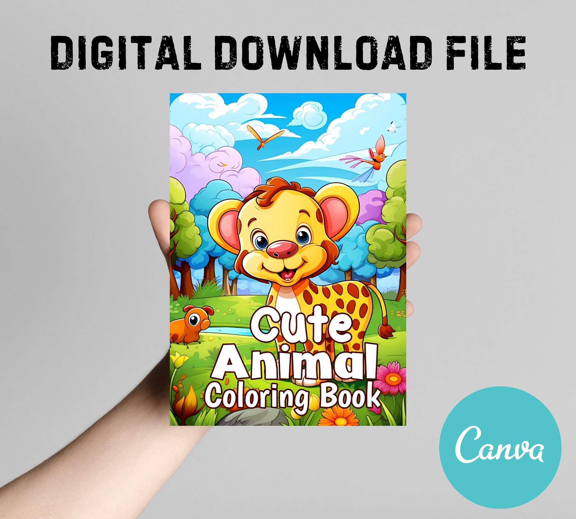 70 Cute Baby Animal Coloring Book Cute Animal Coloring Pages Coloring Sheets Adorable Coloring for Adults and Kids Kawaii Animal Art Book