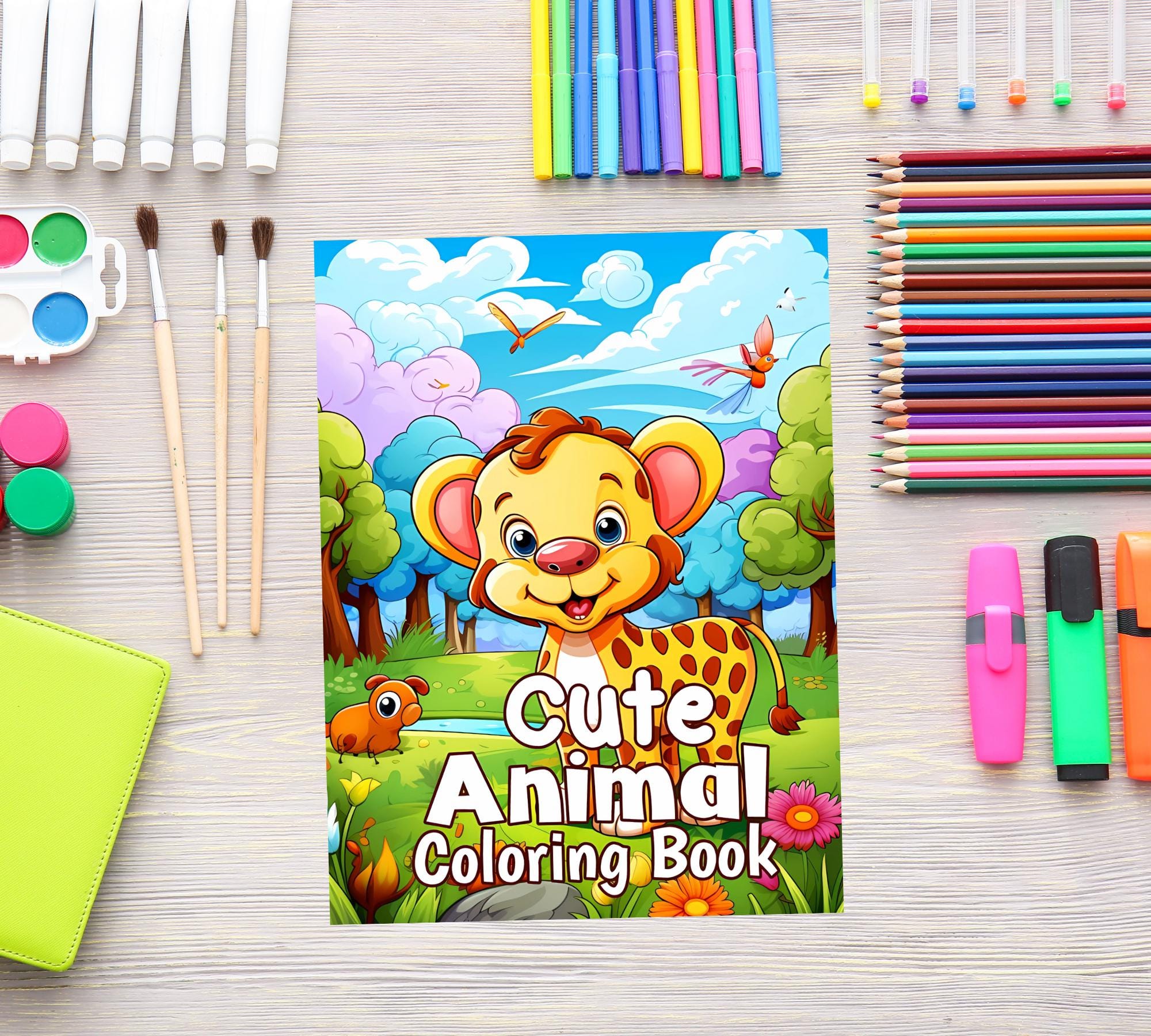 70 Cute Baby Animal Coloring Book Cute Animal Coloring Pages Coloring Sheets Adorable Coloring for Adults and Kids Kawaii Animal Art Book