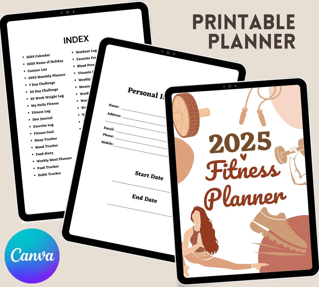 Digital Fitness Planner: Weight Loss, Workout, Meal Tracker (GoodNotes & PDF Downloadable
