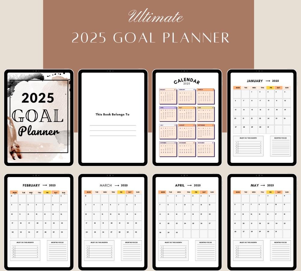 Ultimate Goal Planner 2024: Printable Daily, Weekly, Monthly (Digital Download)