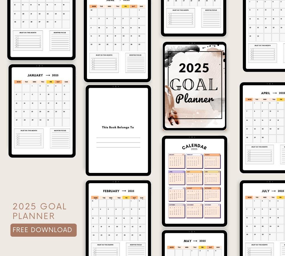 Ultimate Goal Planner 2024: Printable Daily, Weekly, Monthly (Digital Download)