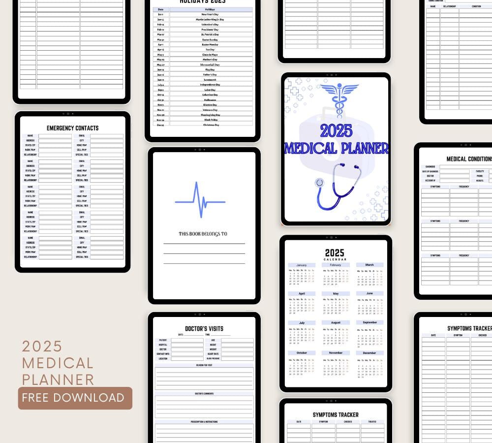 Digital Medical Planner: Health Tracker, Doctor Visit Log (Printable & Spreadsheet Format)