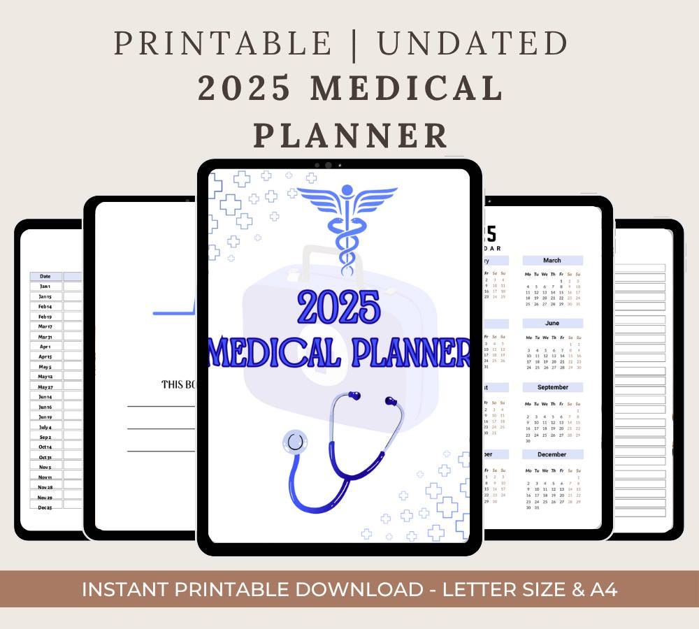 Digital Medical Planner: Health Tracker, Doctor Visit Log (Printable & Spreadsheet Format)