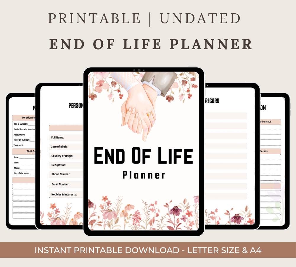 End of Life Planner, PRINTABLE Just In Case of Emergency Binder, Life Planner, Death Legacy Journal, ADHD Life Digital Planner, Funeral plan