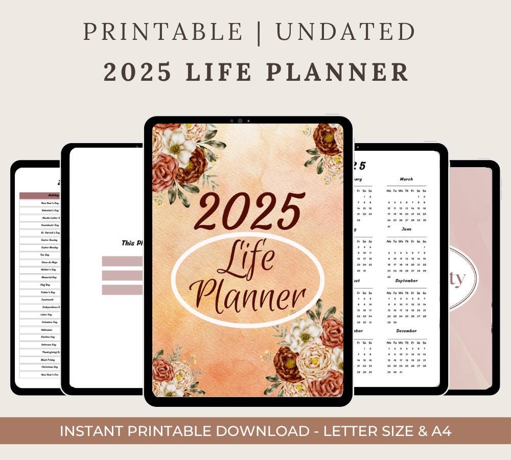All-in-One Digital Planner 2025 2026 2027, Hyperlink Digital Planner, Daily Weekly Monthly Journal, Goodnotes Planner, Apple Google Calendar