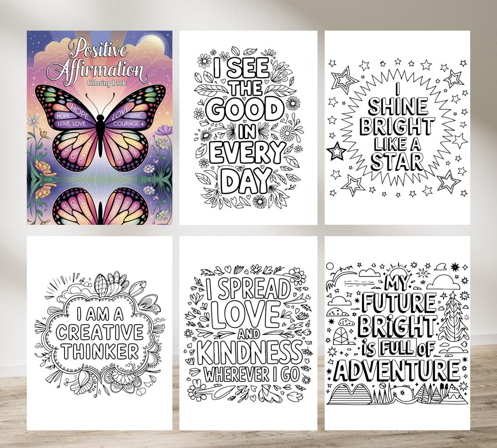 Positive Affirmation Coloring Book: 30+ Mental Health Pages (PDF Download)