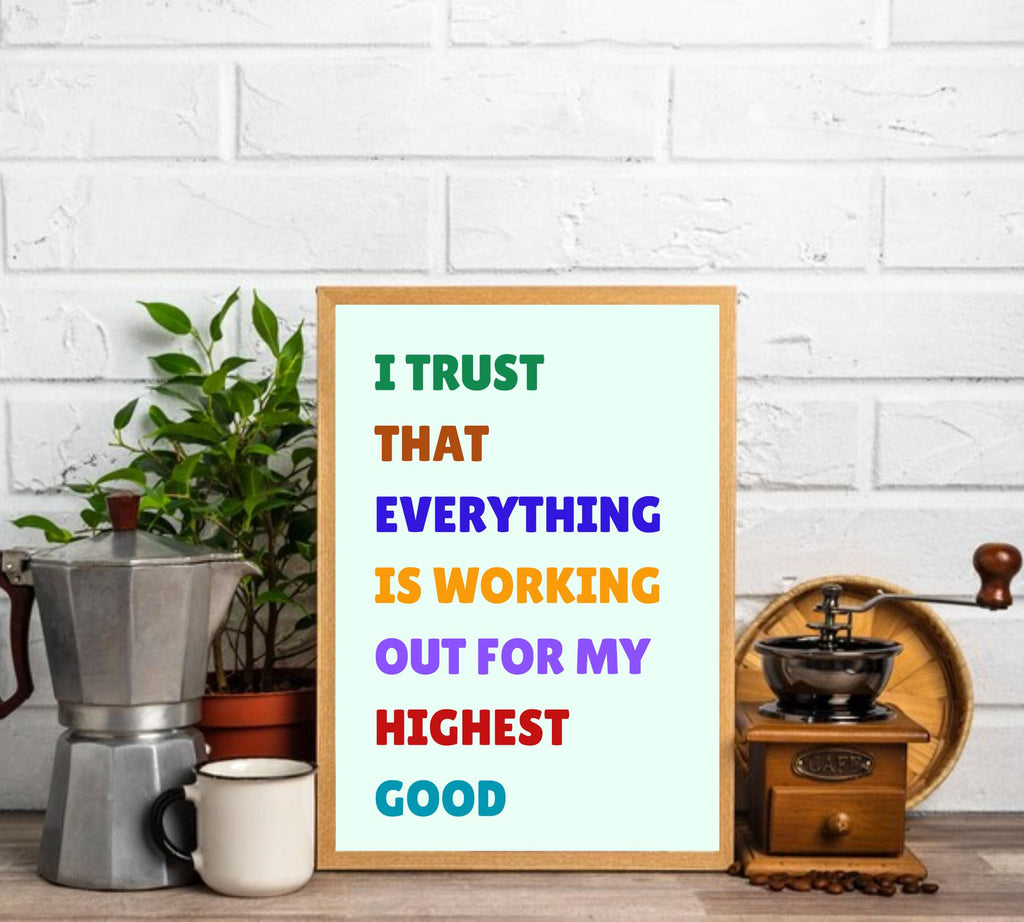 Daily Affirmations Print: Retro Black Beige Motivational Poster (Digital Download
