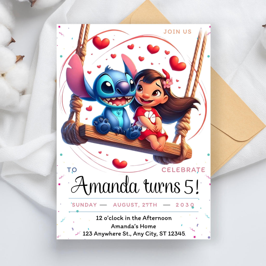 Stitch Birthday Party Invitation: Editable Canva Template (Instant Download)