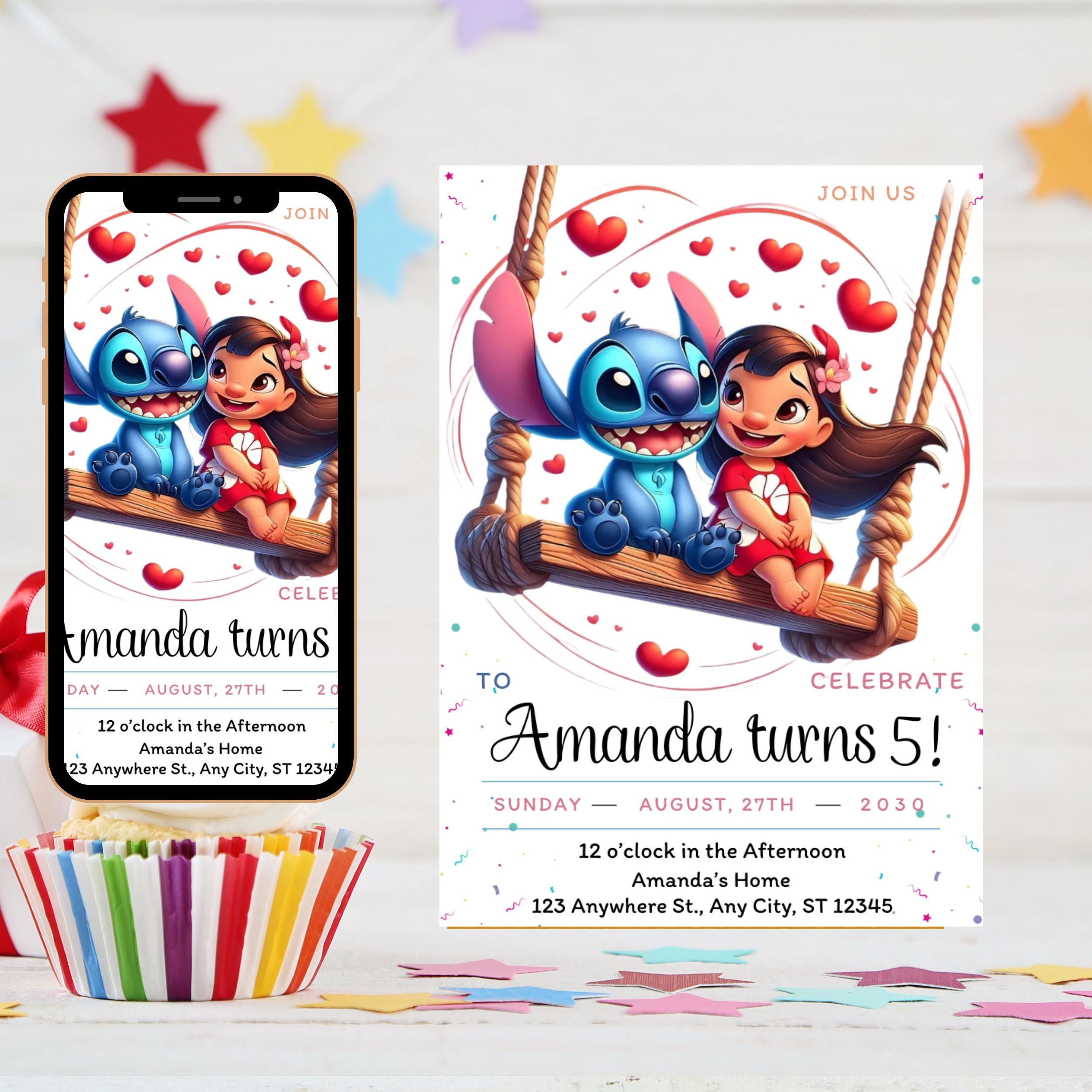 Stitch Birthday Party Invitation: Editable Canva Template (Instant Download)