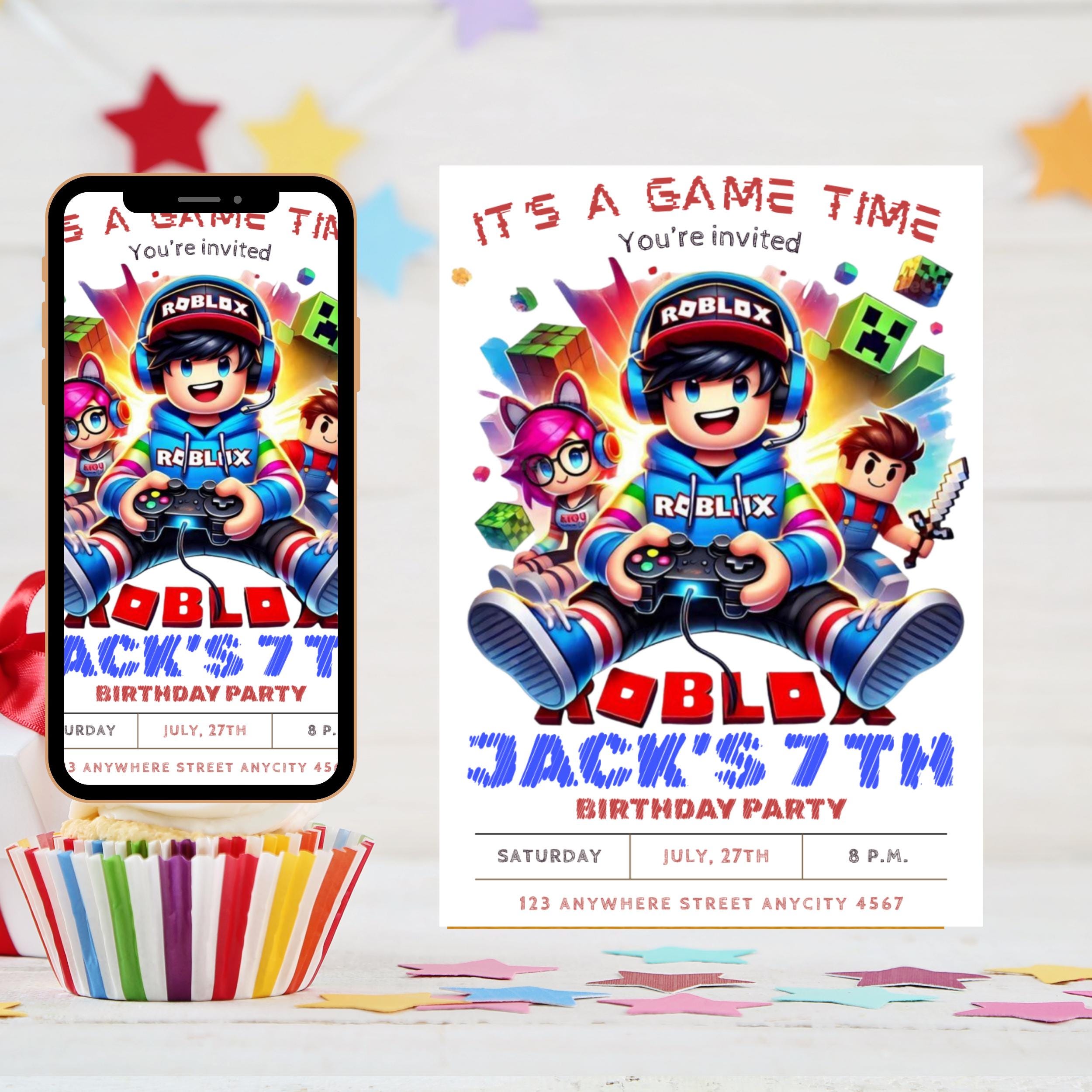 Roblox Birthday Invitation Template: Kids Game Party Invite, Game Birthday, Roblox Boy Birthday, Editable Template Invitation, Kids Invite, Roblox Party, Roblox, Party