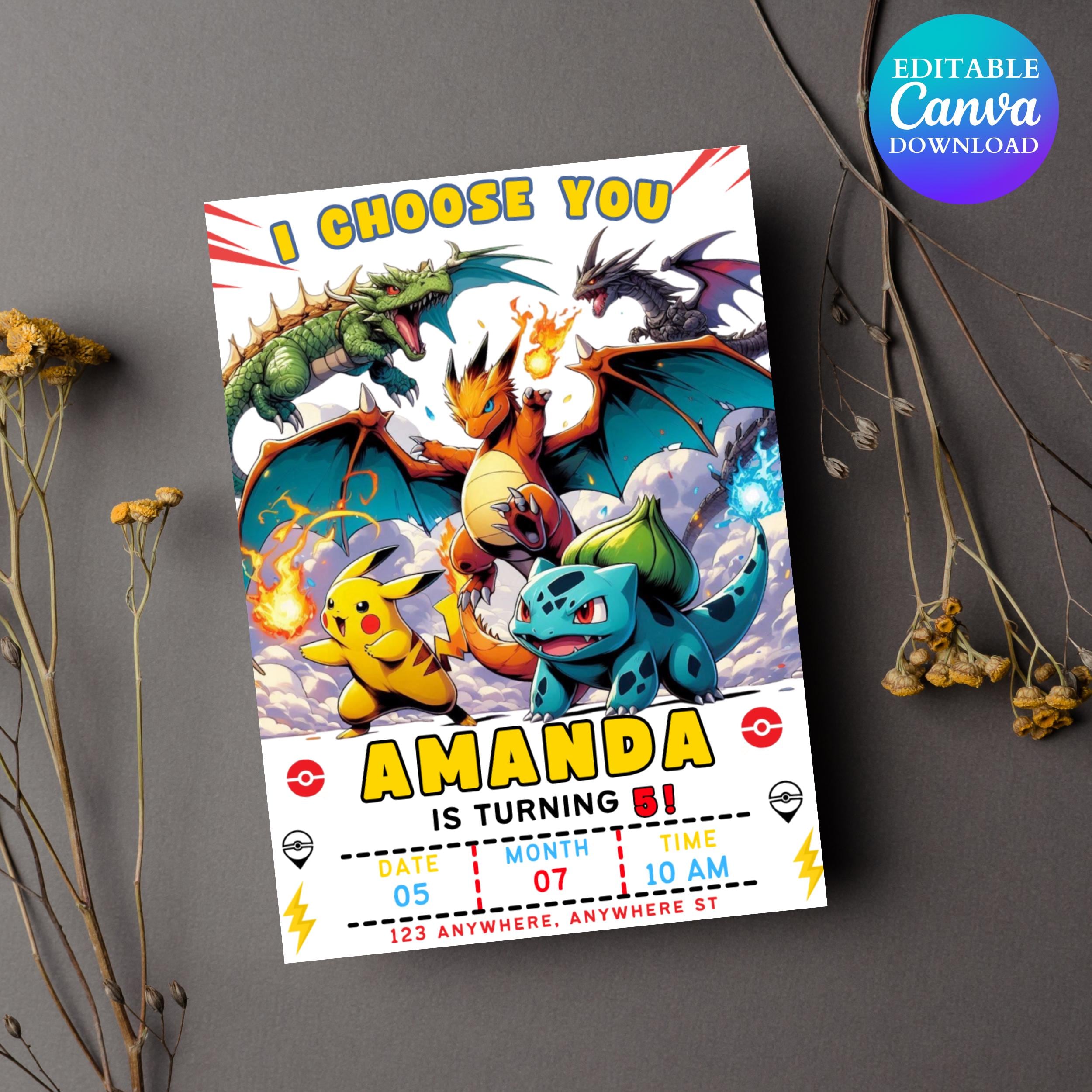 Dragon Birthday Invitation: Editable Dungeons and Dragons Party Invite (Digital Download 5x7in Canva Template