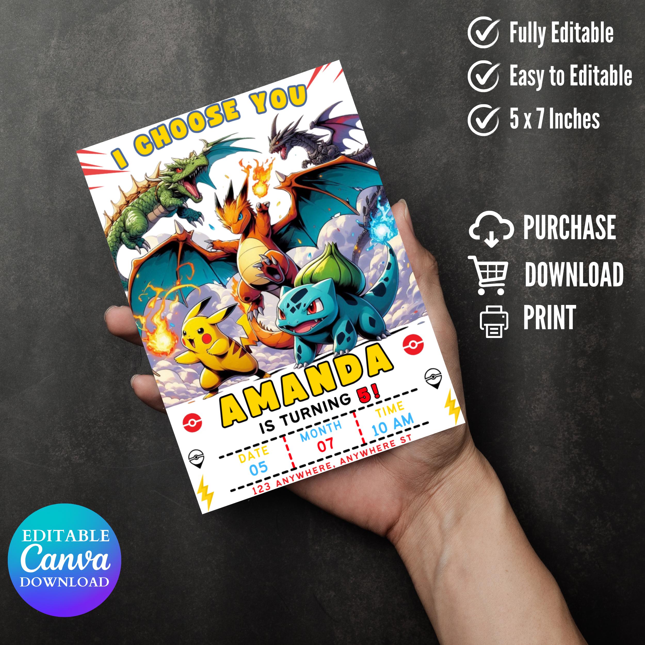 Dragon Birthday Invitation: Editable Dungeons and Dragons Party Invite (Digital Download 5x7in Canva Template