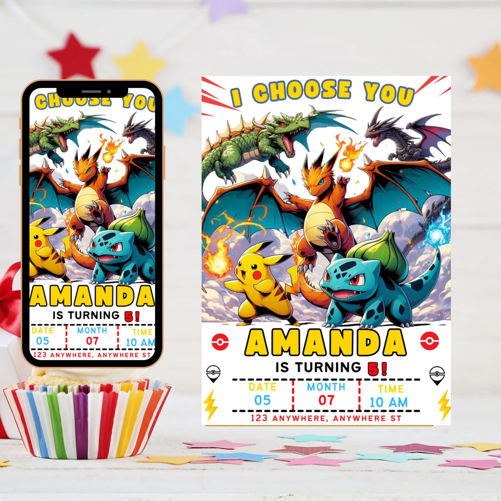 Dragon Birthday Invitation: Editable Dungeons and Dragons Party Invite (Digital Download 5x7in Canva Template