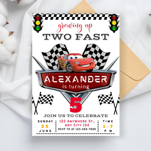 2 Fast 2 Furious Birthday Invitation: Race Car Party (Digital Download 5x7" Canva Template)