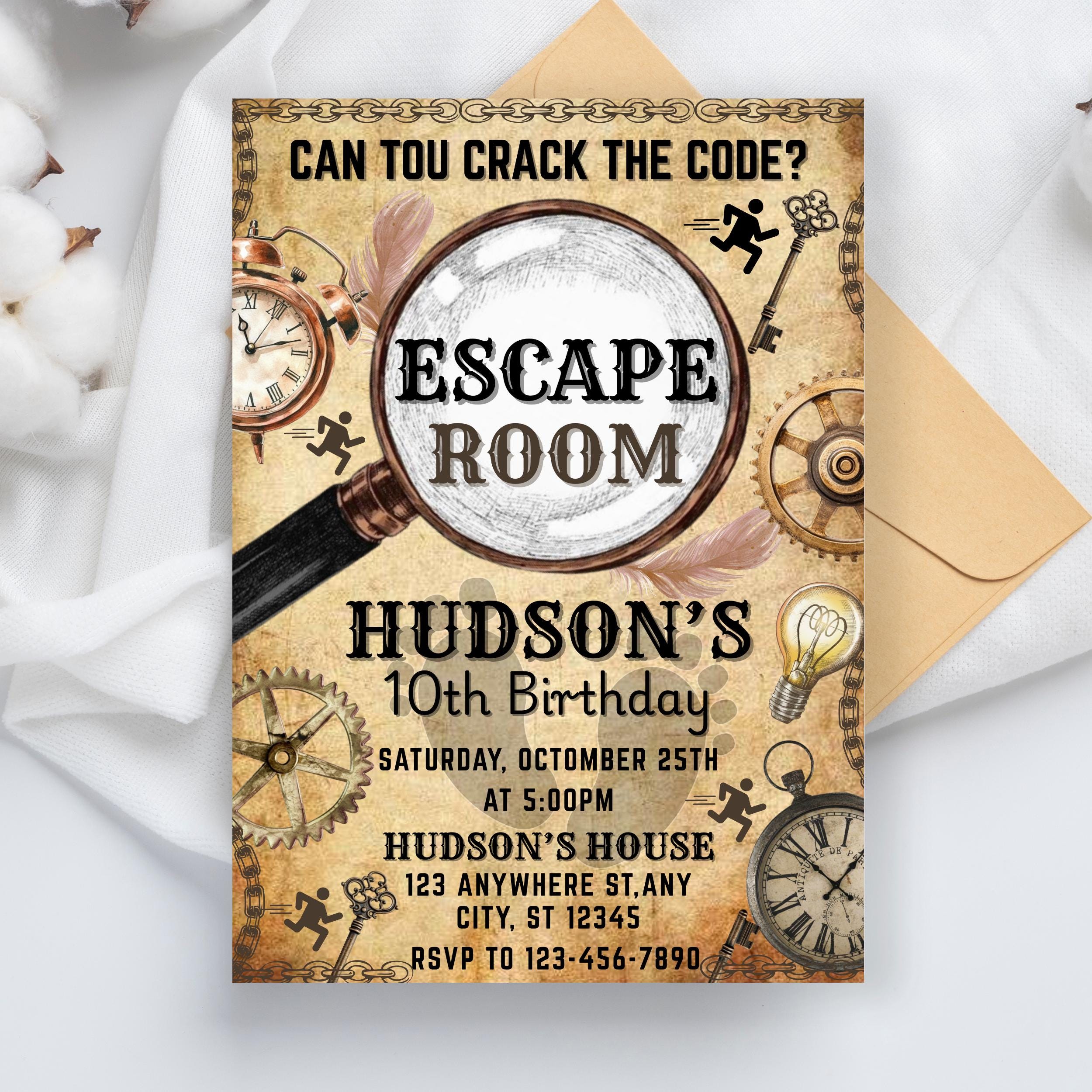 Escape Room Birthday Invitation: Teen Mystery Party (Digital Invitation)