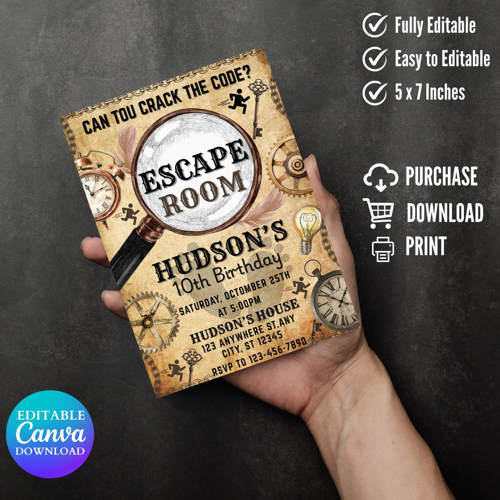 Escape Room Birthday Invitation: Teen Mystery Party (Digital Invitation)
