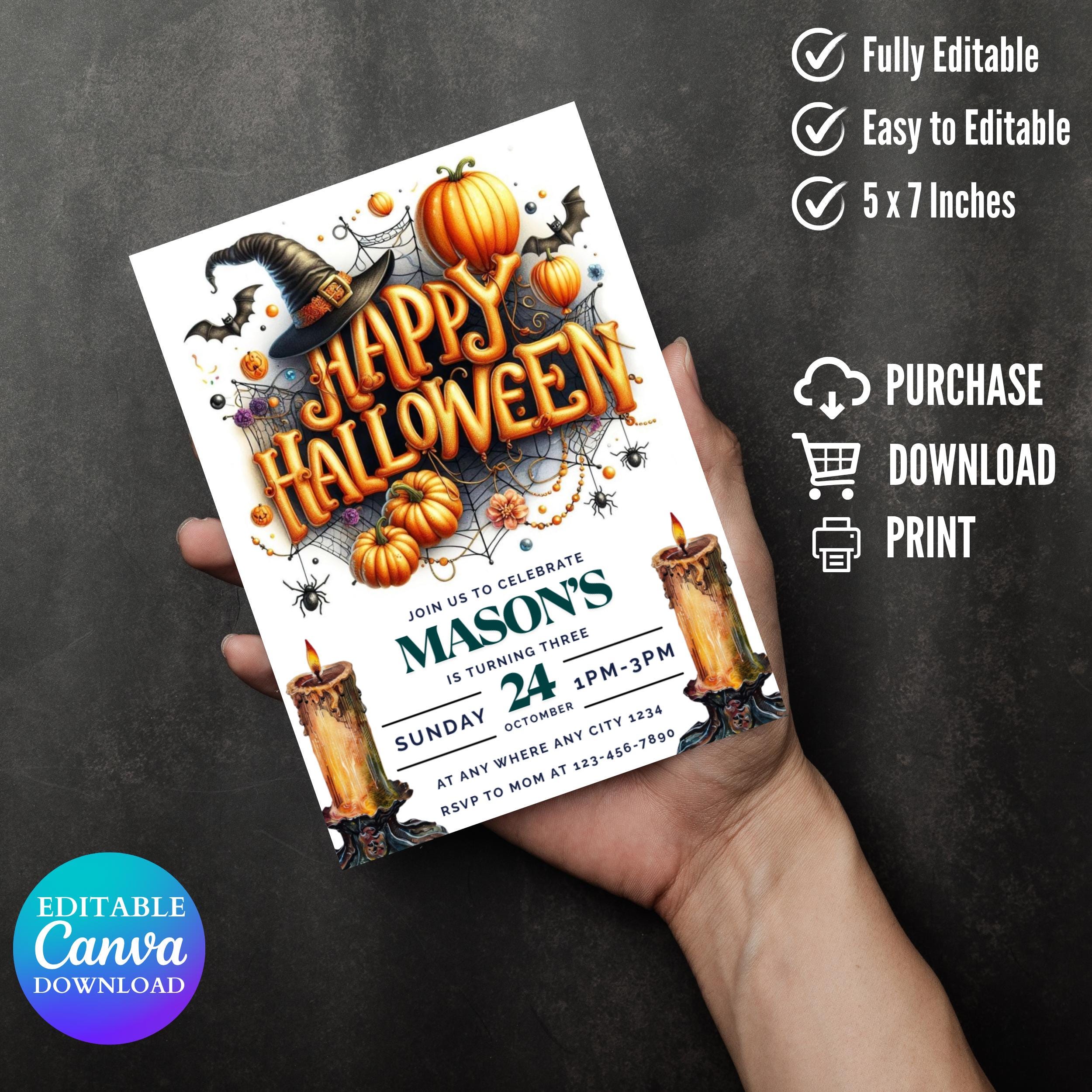 Halloween Birthday Party Invitation | Mickey Mouse and Friends | Spooky Instant Download Invitation | Halloween Digital  birthday invitation