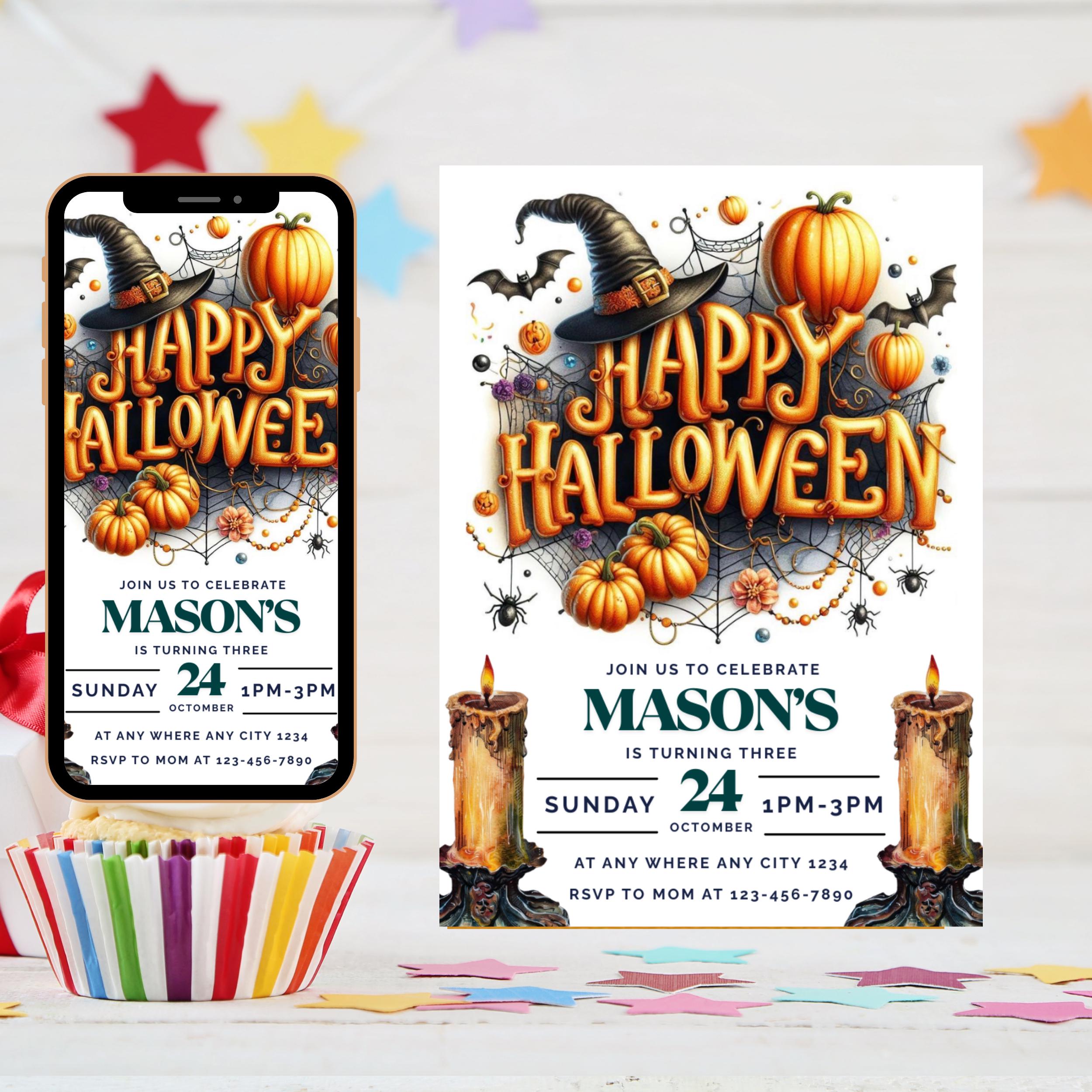 Halloween Birthday Party Invitation | Mickey Mouse and Friends | Spooky Instant Download Invitation | Halloween Digital  birthday invitation