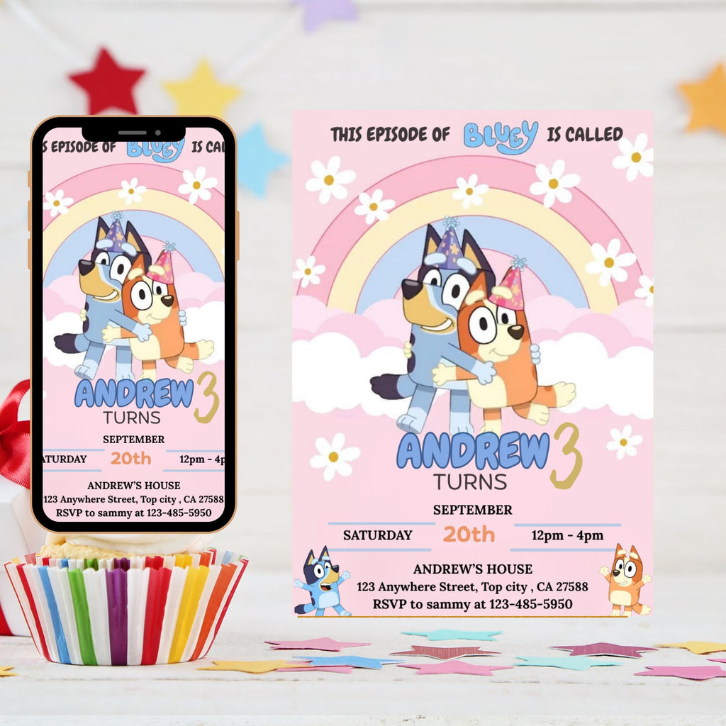 Bluey Birthday Invitation: Editable Canva Party Invite (Digital Download
