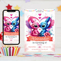 Stitch and Angel Birthday Invitation: Editable Party Invite (5x7 inches, Digital Download)