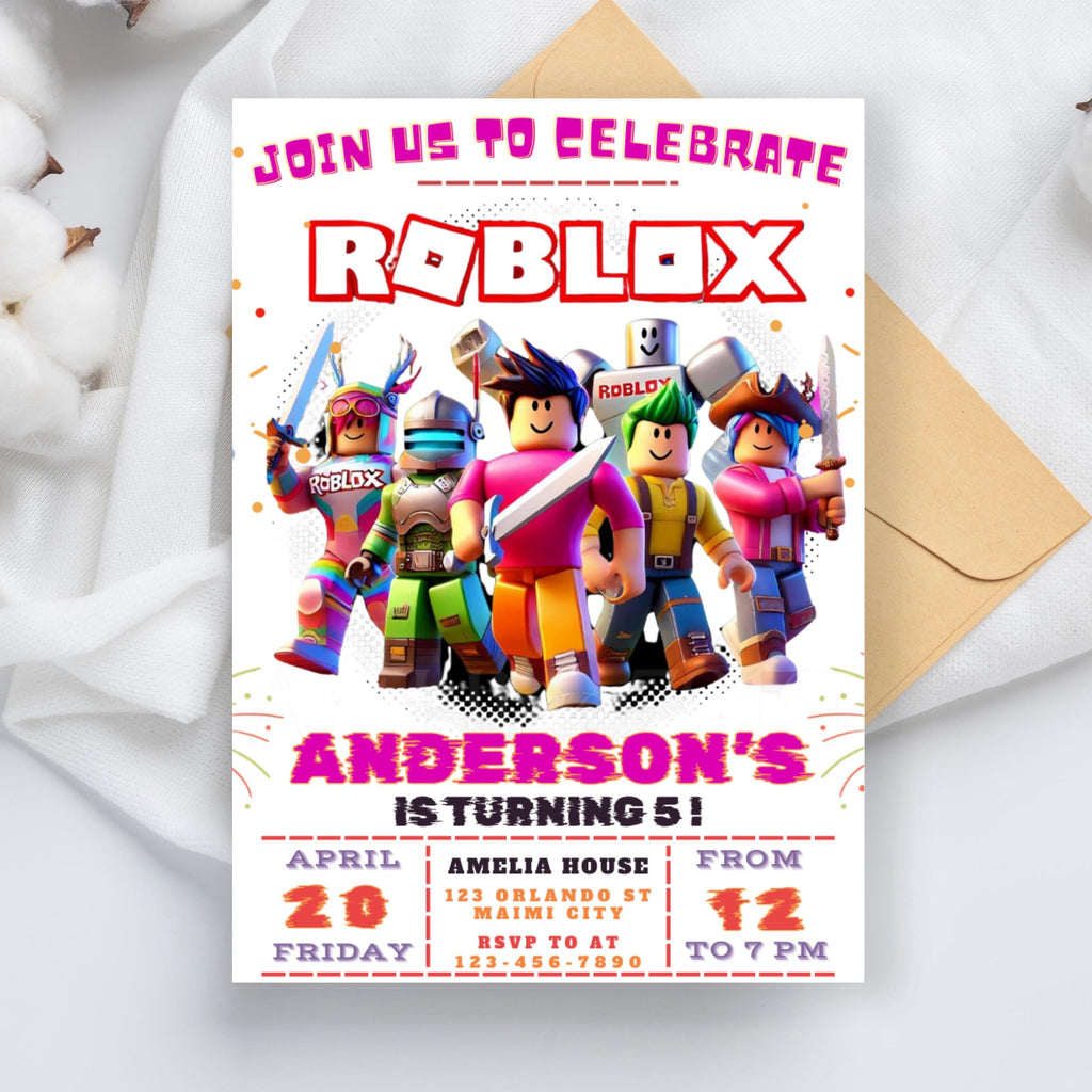 Roblox Birthday Invitation: Editable Game Party Template (Digital Download)