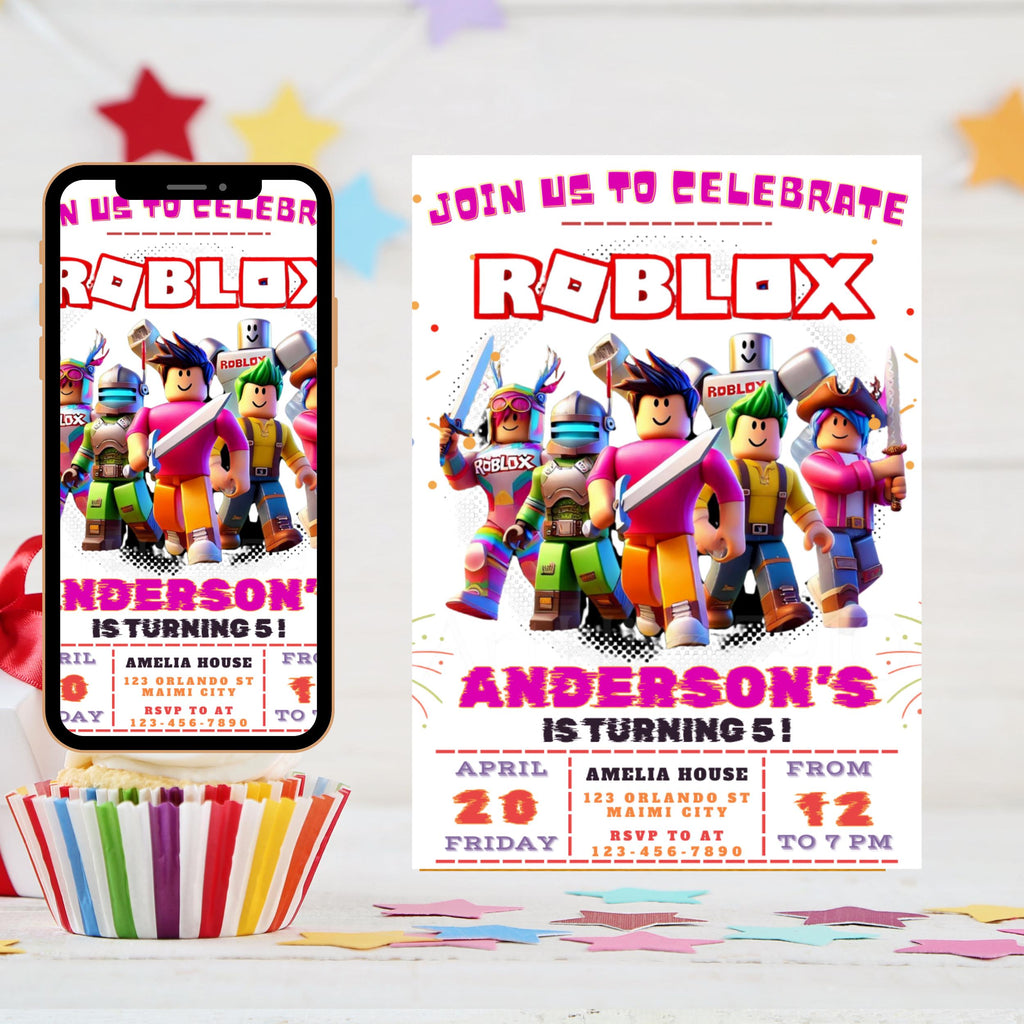 Roblox Birthday Invitation: Editable Game Party Template (Digital Download)