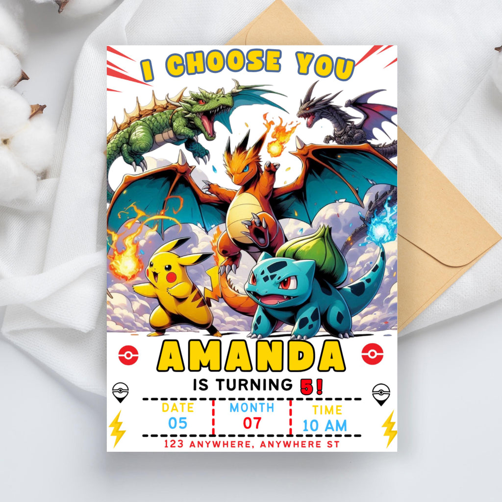 Dragon Birthday Invitation: Editable Dungeons and Dragons Party Invite (Digital Download 5x7in Canva Template