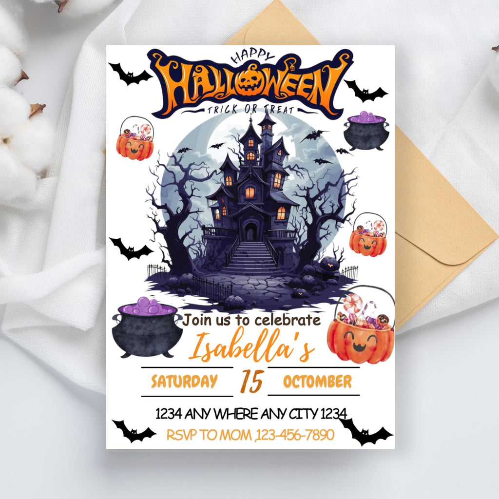 Editable Spooky Vibes Cute Pink Halloween Ghost 2nd Birthday Party Invitation Retro Groovy Ghost Halloween Party Instant Download evite card