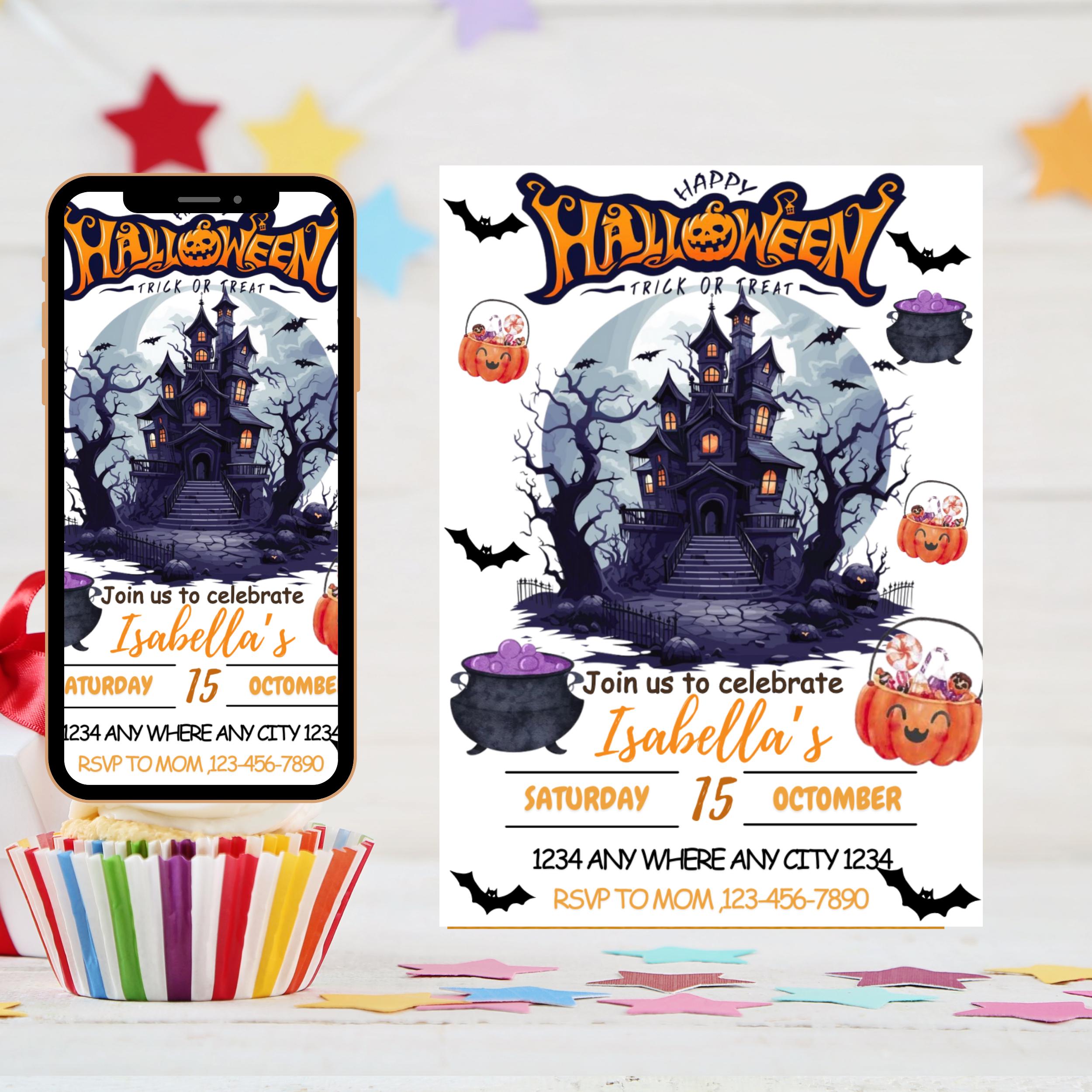 Editable Spooky Vibes Cute Pink Halloween Ghost 2nd Birthday Party Invitation Retro Groovy Ghost Halloween Party Instant Download evite card