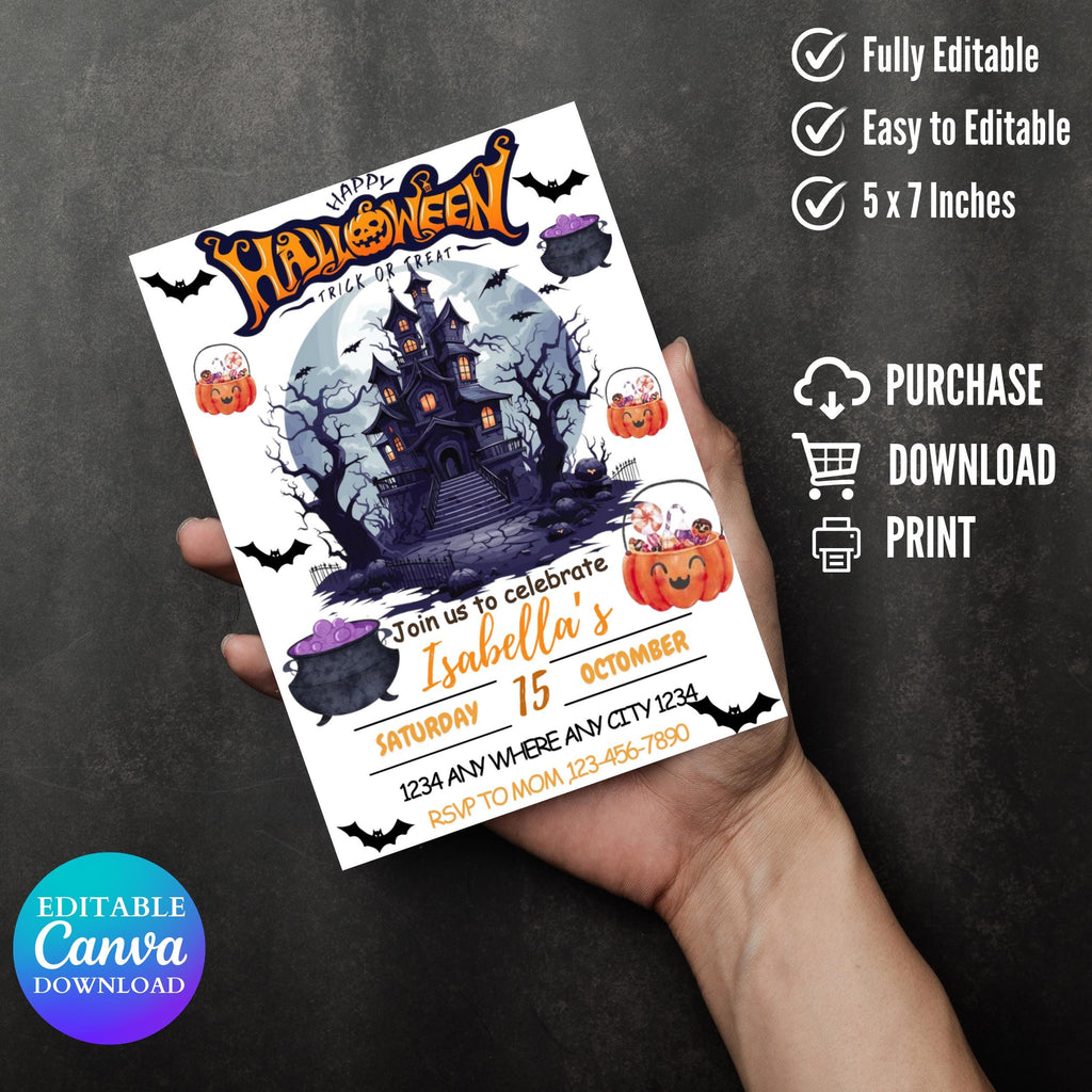 Editable Spooky Vibes Cute Pink Halloween Ghost 2nd Birthday Party Invitation Retro Groovy Ghost Halloween Party Instant Download evite card