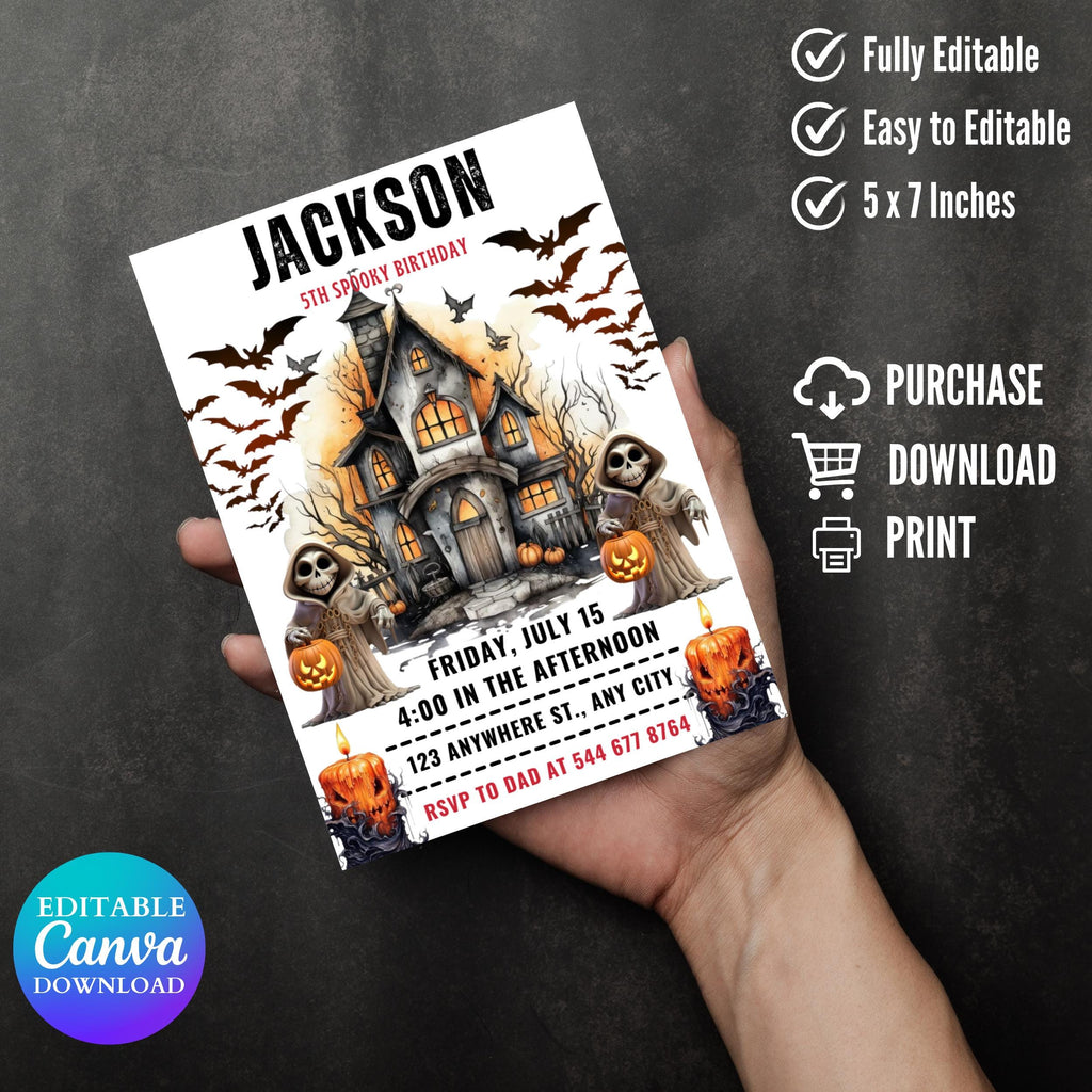 Halloween Pumpkin Birthday Invitation: Fall Party, First Birthday (Digital Download)