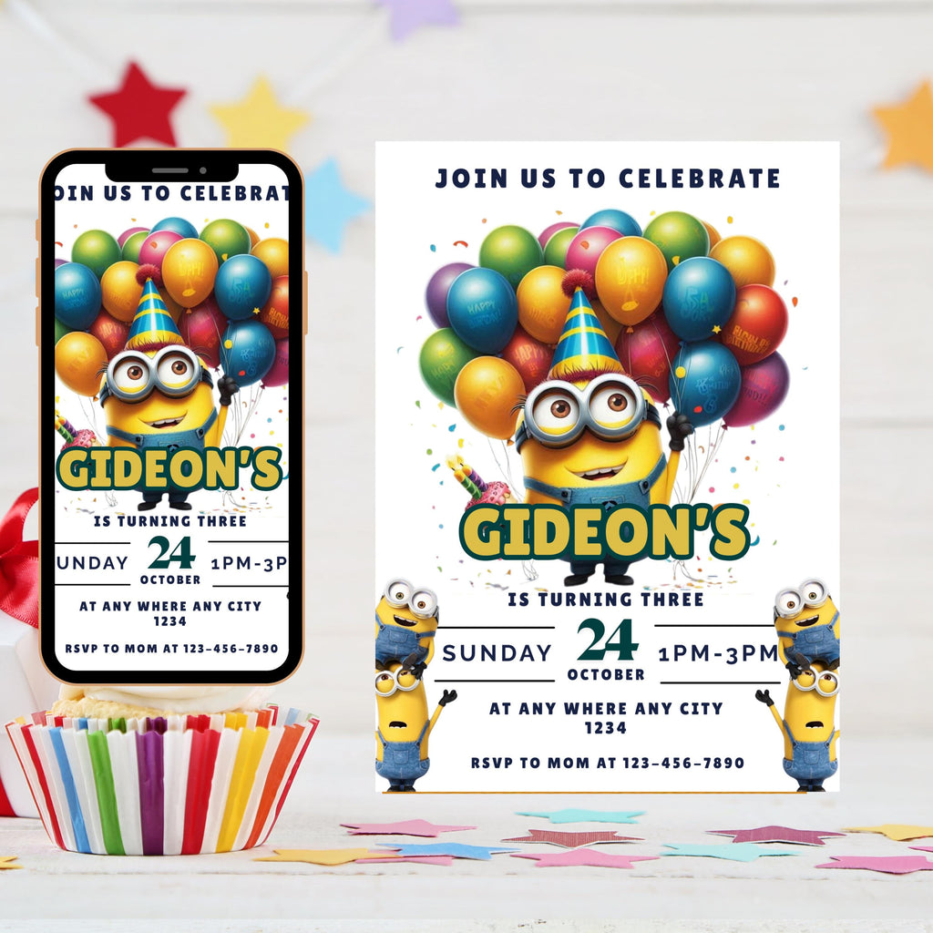 Minions Birthday Invitation | Editable 5x7 Digital Download | Minion Party Invite for Boys & Girls | Minion Invite | Minion Bday Invite