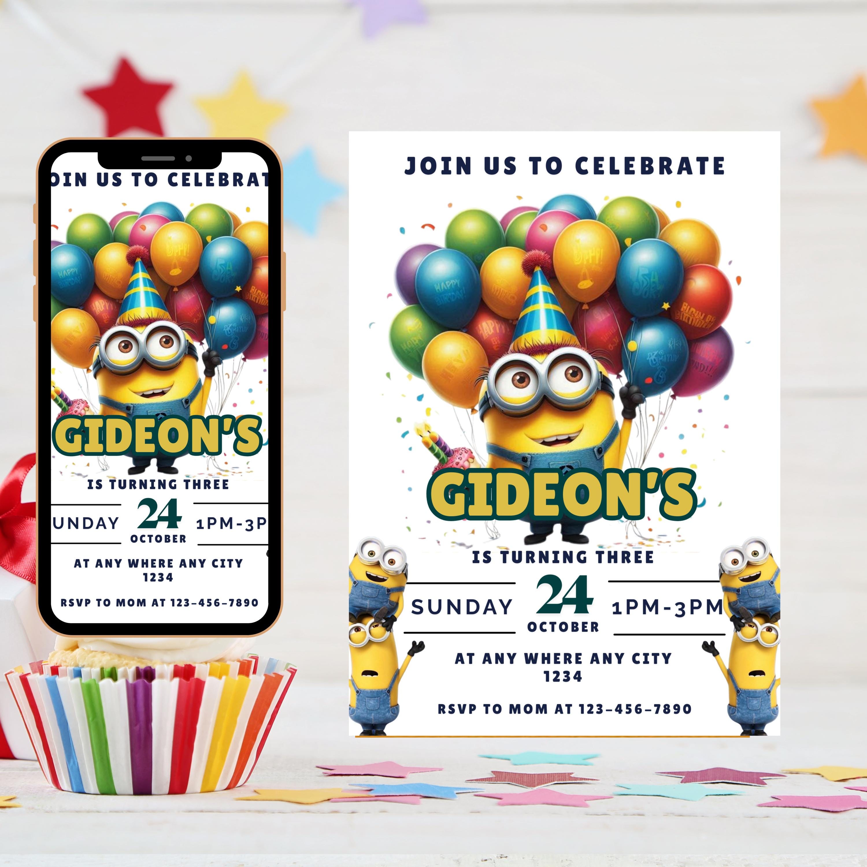 Minions Birthday Invitation | Editable 5x7 Digital Download | Minion Party Invite for Boys & Girls | Minion Invite | Minion Bday Invite