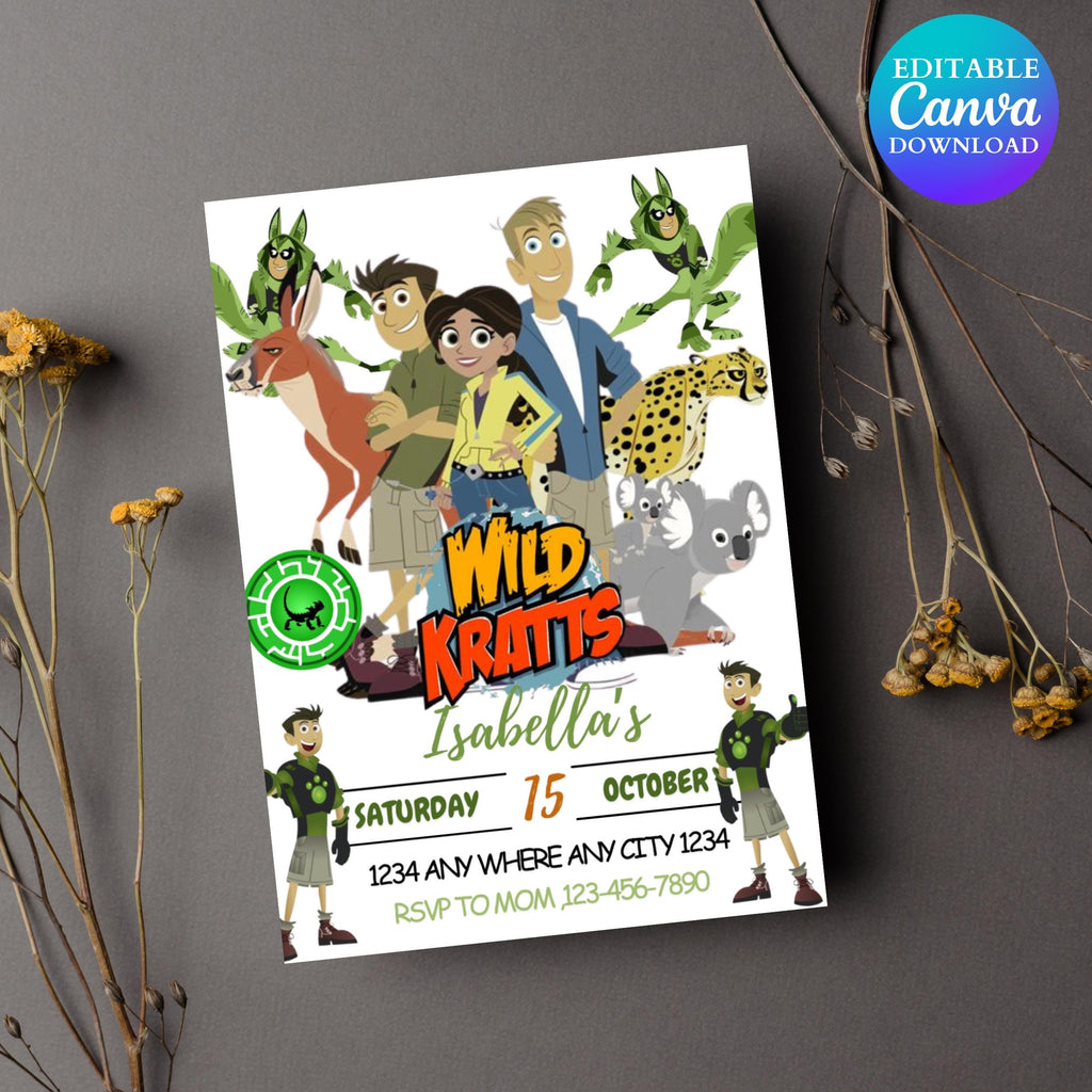 Personalized Wild Kratts Digital Birthday Party Invitation | Perfect to Print Out Editable